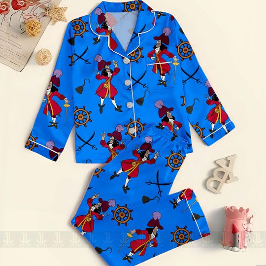Discover Captain Hook Pirate Life Unisex Satin Pajamas Set, Spooky Season Pajamas