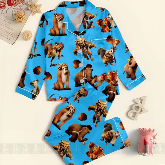 Discover Ice Age Unisex Satin Pajamas Set, Spooky Season Pajamas