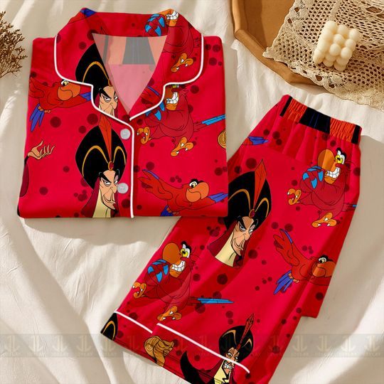 Discover Jafar Villain Alladin Unisex Satin Pajamas Set, Spooky Season Pajamas