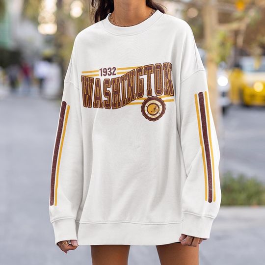 Discover Washington Football Retro Crewneck Sweatshirt, Commander Retro Stripe Sleeve Sweatshirt, Unisex Shirt, Game Day Shirt, Commander Fan Gift
