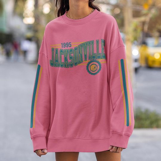 Jacksonville Football Retro Crewneck Sweatshirt, Jaguar Retro Stripe Sleeve Sweatshirt, JAX Unisex Shirt, Game Day Shirt, Jaguar Fan Gift