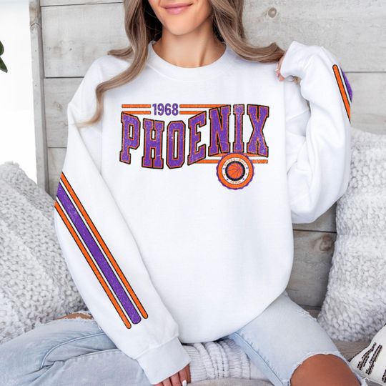 Phoenix Basketball Retro Unisex Sweatshirt, Sun Basketball Fan Gift, Crewneck Vintage Style Jumper, Sports Fan Apparel, Basketball Fan Gift