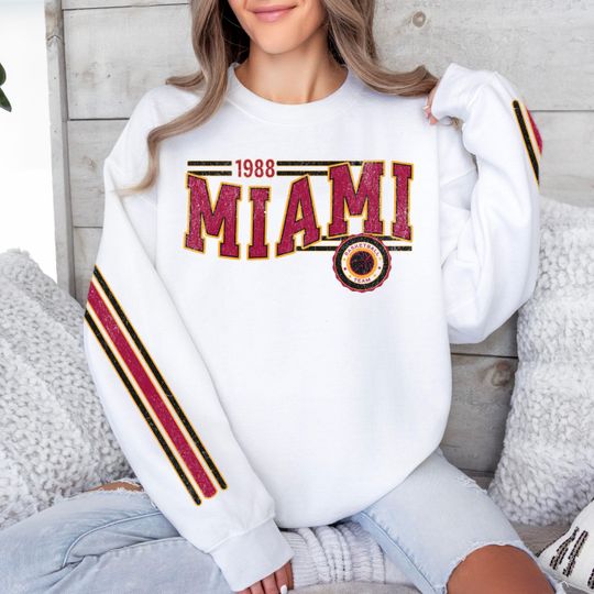 Miami Basketball Retro Unisex Sweatshirt, Heat Basketball Fan Gift, Crewneck Vintage Style Jumper, Sports Fan Apparel, Basketball Fan Gift