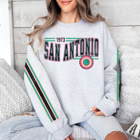 San Antonio Basketball Retro Unisex Sweatshirt, Spur Basketball Fan Gift, Crewneck Vintage Style Jumper, Sports Apparel, Basketball Fan Gift