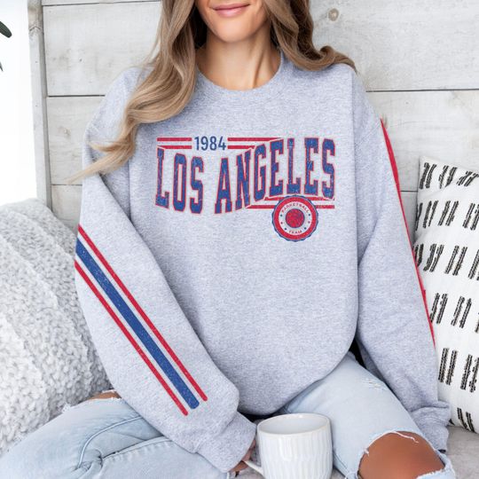 Discover Los Angeles Basketball Retro Unisex Sweatshirt, Clipper Basketball Fan Gift, Vintage Style Jumper, Sports Fan Apparel, Basketball Fan Gift