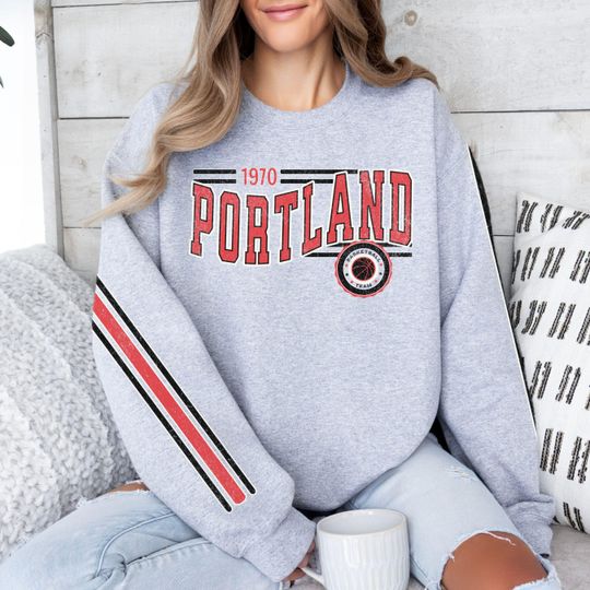Discover Portland Basketball Retro Unisex Sweatshirt, Trailblazer Basketball Fan Gift, Vintage Style Jumper, Sports Fan Apparel, Basketball Fan Gift