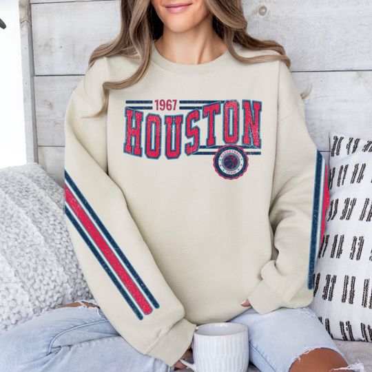 Houston Basketball Retro Unisex Sweatshirt, Rocket Basketball Fan Gift, Crewneck Vintage Style Jumper, Sports Apparel, Basketball Fan Gift