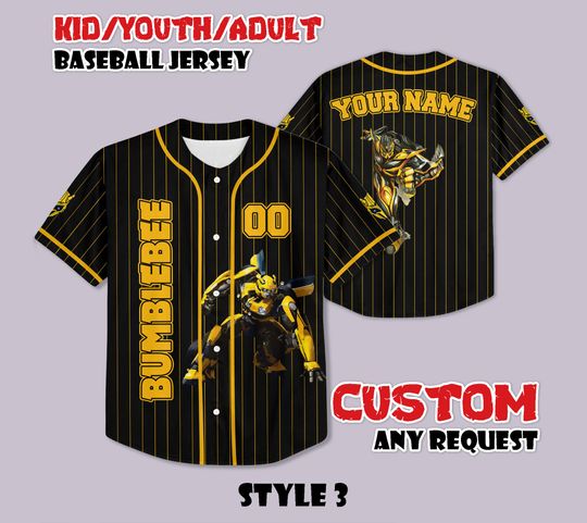 Custom Bumblebee Baseball Jersey, Transformers Fan Gift
