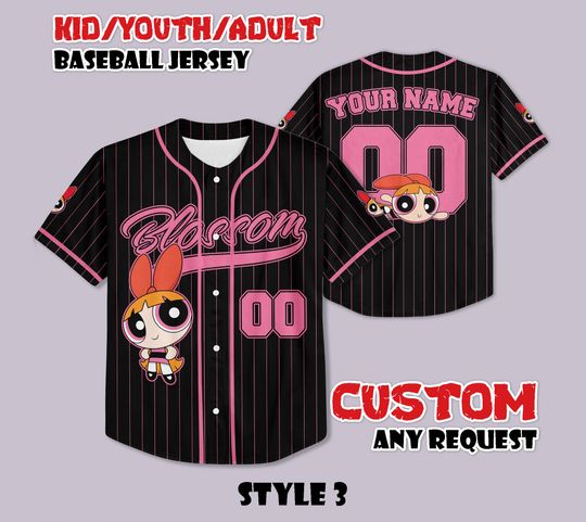 Custom Blossom Baseball Jersey, Powerpuff Girls Fan Gift