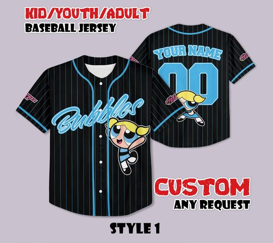 Discover Custom Bubbles Baseball Jersey, Powerpuff Girls Fan Gift