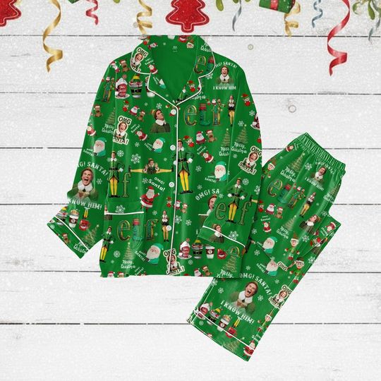 Discover Christmas Elf Pajamas, Santa Buddy Elf Xmas Pajamas, Funny Elf Movie Holiday Pajamas, Christmas Movie Pjs, Christmas Gifts