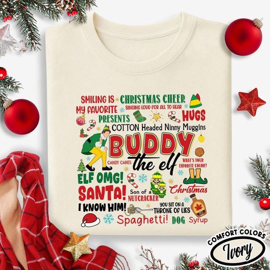 Discover Vintage Elf Christmas Movie Sweatshirt, Xmas Classic Movie 90s Tee, Elf Christmas Sweater,Christmas Elf Shirt,Christmas Movie Shirt,Xmas Tee