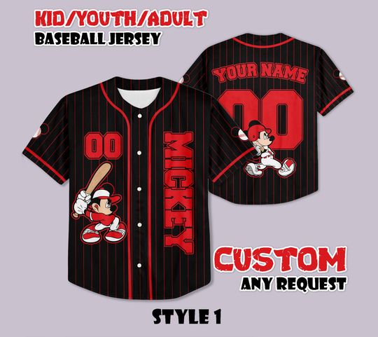 Discover Custom Mickey Mouse Baseball Jersey, Disneyland Baseball Shirt, Personalized Disney Mickey Mouse, Gift for Disney Fans