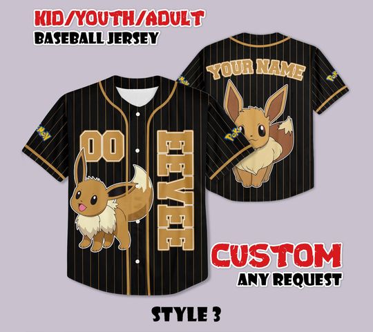 Discover Custom Eevee Baseball Jersey: Anime Fan Gift