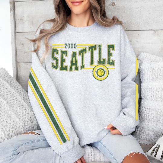 Discover Seattle Women's Basketball Retro Crewneck Sweatshirt, Storm Basketball Team Shirt, Unisex Retro Stripe Sleeve Printing, Vintage Basketball