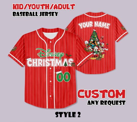 Discover Personalized All Characters Santa Disney Christmas Baseball Jersey, Mickey's Very Merry Christmas Party 2025, Mickey and Friends Kids Adult