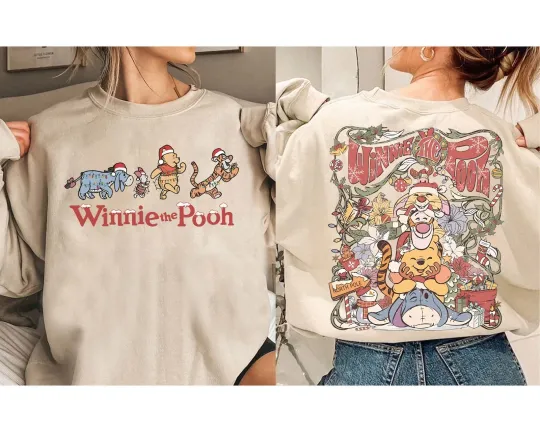 Discover Vintage Two-sided Disney Winnie The Pooh Christmas Sweatshirt Unisex Tee