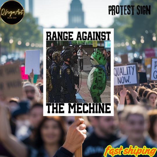 Portland Frog Resist Anti Trump Protest Sign, Portland Frog Rage Again The Machine Sign, Frog resist Sign, Anti ICE Sticker, Anti Fascism