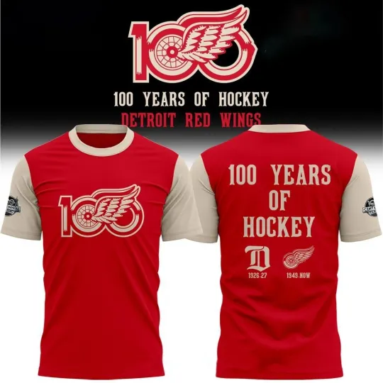 Discover Detroit Red W 100 Years Anniversary Hockey Team AOP Gift Fan