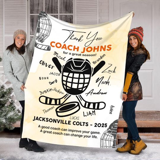 Discover Personalized Hockey Blanket For Coach, Custom Hockey Coach Blanket, Sport Blanket, Sport Lover Gift, Hockey Team Gift