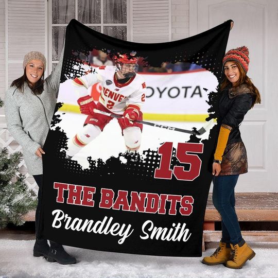 Discover Personalized Photo Hockey Player Blanket, Custom Name & Number Hockey Blanket, Hockey Team Name Blanket, Sport Blanket, Sport Lover Gift