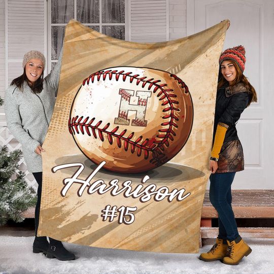 Discover Personalized Baseball Blanket, Custom Baseball Player Blanket, Sport Blanket, Sport Lover Gift, Gift For Son Dad Team Gift, Baseball Team