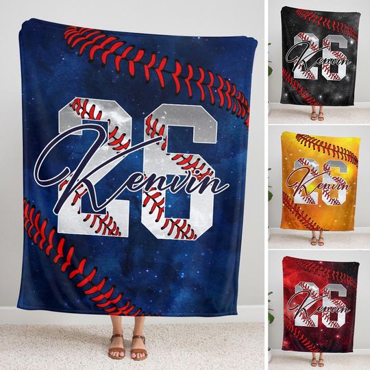 Discover Personalized Baseball Blanket With Name And Number, Custom Baseball Player Blanket, Sport Blanket, Sport Lover Gift, Baseball Team Player