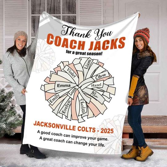Discover Personalized Name Cheer Coach Blanket, Custom Cheerleader Team Member Blanket, Sport Blanket, Sport Lover Gift, Cheerleading Player Gift