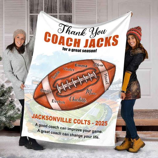 Discover Personalized Football Coach Blanket, Custom Football Team Member Blanket, Sport Blanket, Sport Lover Gift, American Football Player Gift