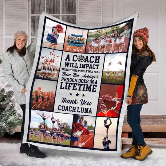 Discover Personalized Cheerleader Photo Collage Blanket For Coach, Custom Cheerleading Coach Blanket, Sport Blanket, Sport Gift, Cheer Team Gift