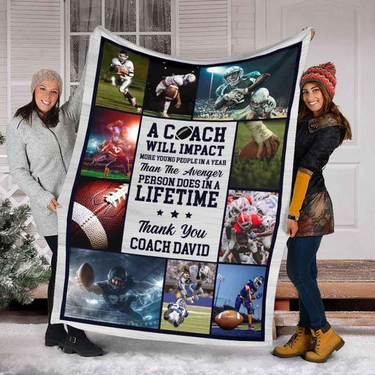 Discover Custom American Football Photo Collage Blanket For Coach, Custom Football Coach Blanket, Sport Blanket, Sport Lover Gift, Football Team Gift