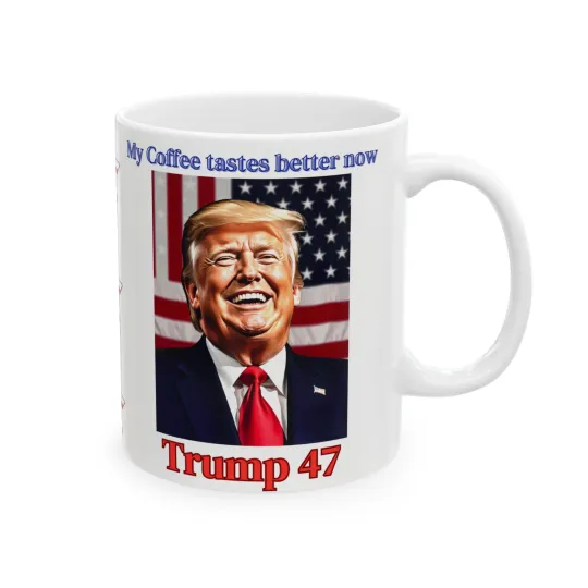 Discover Trump Ceramic Mug - Coffee Tastes Better Now - Political Gift - President Cup