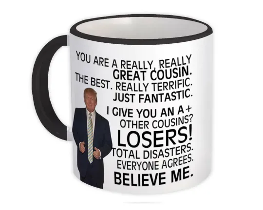 Discover Cousin Gift Mug Donald Trump Funny Christmas Kitchen & Dining