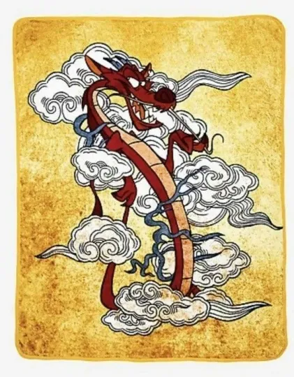 Disney's Mulan Mushu Smoke Plush Soft Silk Touch Throw Blanket 48” X 60”