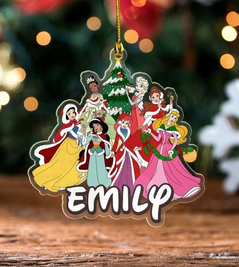 Discover Personalized Disney Princess Ornament, Disney Princess Christmas Ornament, Princess Birthday Ornaments, Rapunzel Belle Ariel Elsa Ornament