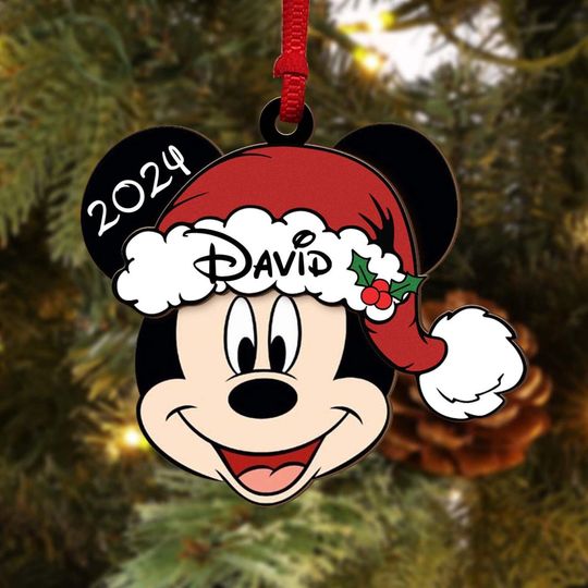 Discover Personalized Mickey Mouse Christmas Ornament, Disney Family Ornament, Baby's first Christmas Ornament, Mickey ornament, Christmas Decoration