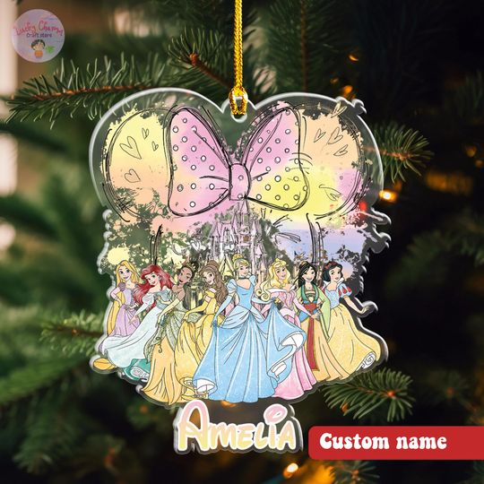 Discover Custom Name Disney Princess Christmas Ornament, 2025 Personalized Christmas Ornament Gift for Girl, Birthday Gift, Custom Name Baby Ornament