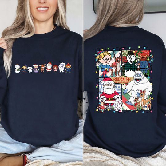 2-Sided Rudolph Red Nosed Sweatshirt, Misfit Toys Christmas Crewneck, Family Christmas Pullover, Christmas Movie, Christmas Gift