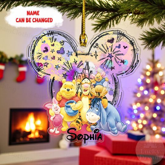Discover Personalized Winnie the Pooh Christmas Ornament 2025, Custom Name Disney Pooh & Friends Tree Decoration, Cute Kids Holiday Keepsake Gift