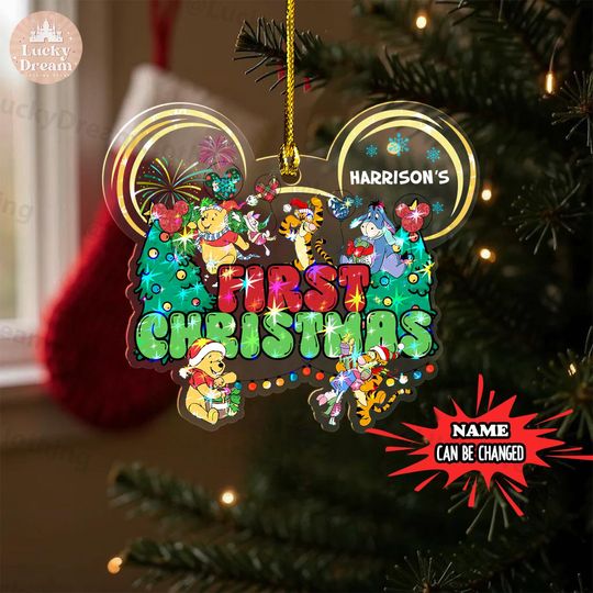 Discover Personalized Winnie The Pooh Christmas Ornament for Kids, Custom Name Disney Pooh & Friends Keepsake Gift, Tree Hanging Xmas Ornament 2025
