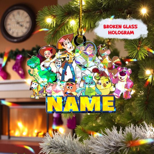 Discover Personalized Disney Toy Story Christmas Ornament 2025, Custom Name Hologram Acrylic Xmas Tree Decor, Woody Buzz Jessie Holiday Family Gift
