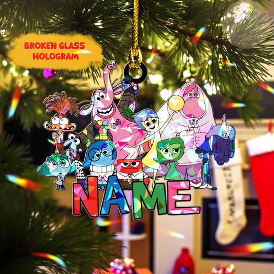 Discover Personalized Disney Inside Out Christmas Ornament 2025, Custom Name Acrylic Xmas Tree Decor, Joy Sadness Anger Disgust Fear Family Gift