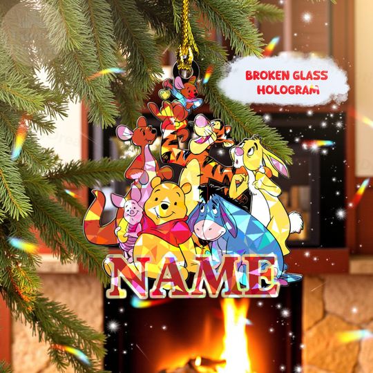 Discover Personalized Winnie the Pooh Christmas Ornament 2025, Custom Name Disney Pooh & Friends Tree Decoration, Cute Kids Holiday Keepsake Gift