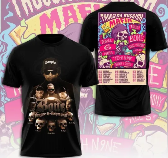 Bone Thugs-N-Harmony Thuggish-Ruggish Mafia Tour 2025 3D T-Shirt