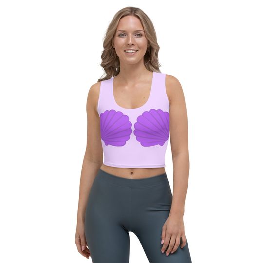 Purple Mermaid 3D Crop Tank Top for Womens