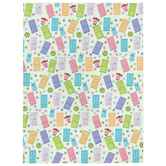 Discover Disney Monster's Inc. I Wouldn't Have Nothing Colorful Doors Cozy Fleece Blanket