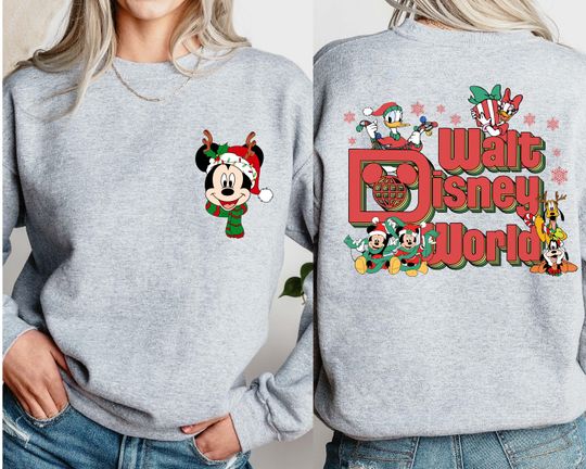 Discover Vintage Disney World Christmas T-shirt, Mickey and Friends Christmas Sweatshirt, Family Christmas Matching Shirt, Disney Holiday Hoodie