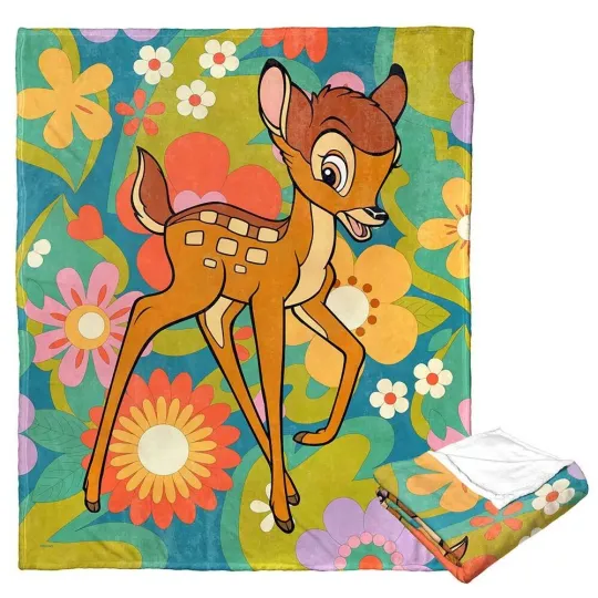 Discover Disney Bambi 80th Celebration "Mod About Bambi" Blanket, Cartoon Fleece Blanket