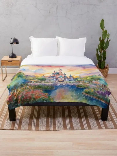 Discover Disney Magic Kingdom Happiest Place Cozy Fleece Blanket