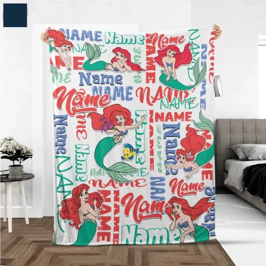 Discover Disney Personalize Ariel Little Mermaid Princess Fleece Blanket